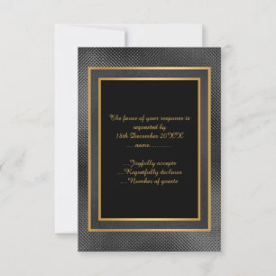 ELEGANT BLACK GOLD EMBOSSED LAYER CUSTOM RSVP