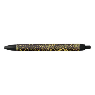 Elegant Black Gold Ethnic Floral Writing Pen