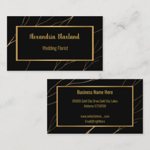 Elegant Black Gold Eucalyptus Thread  Business Card