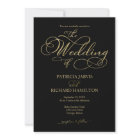Elegant Black Gold Faux Foil Script Wedding