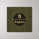 Elegant Black & Gold Filigree Monogram  Canvas Print<br><div class="desc">Elegant split monogram / name design features black and gold filigree background reminiscent of the 1920s Art Deco era. Personalise with your own monogram and name or any other special name / date combos.</div>