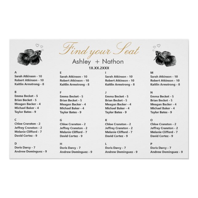 Elegant Black Gold Find your Seat Wedding  Poster (Front)