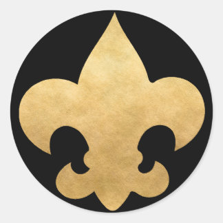 Elegant Black & Gold Fleur De Lis Stickers Seals
