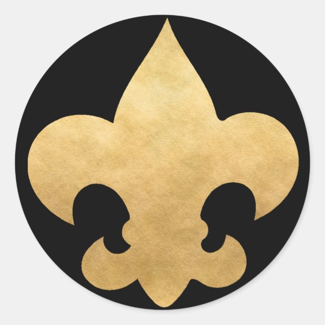 Elegant Black & Gold Fleur De Lis Stickers Seals (Front)