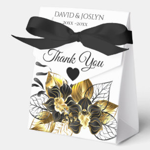 Elegant Black & Gold Floral Anniversary Party Favour Box