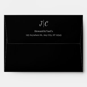 Elegant Black & Gold Floral Custom Monogram Design Envelope