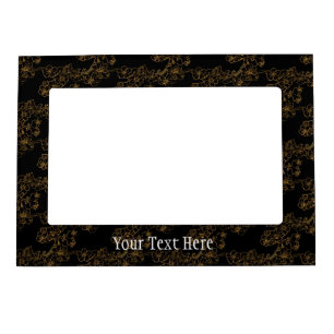 Elegant Black Gold Floral Design Magnetic Frame
