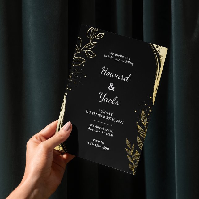 Elegant Black Gold Floral | Leaf Design Wedding  (Creator Uploaded)