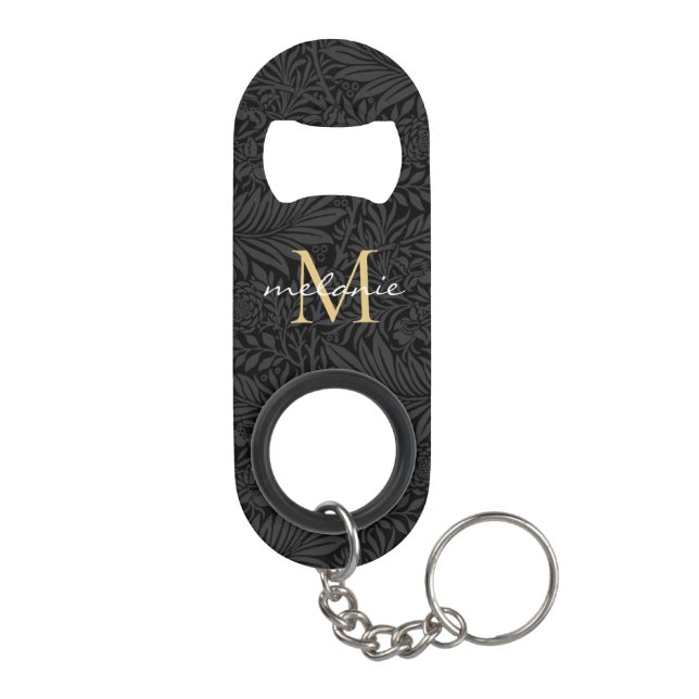 Elegant Black Gold Floral Script Monogram (Back)