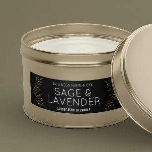 Elegant Black & Gold Floral Thin Product Jar Label