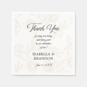 Elegant Black Gold Floral Wedding Party Napkin