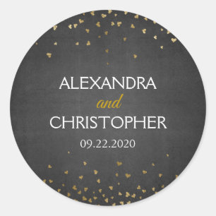 Elegant Black Gold Foil Confetti Envelope Seal