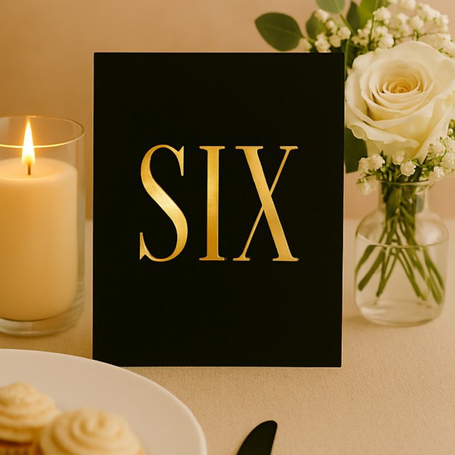 Elegant Black & Gold Foil Wedding Table Number (Creator Uploaded)