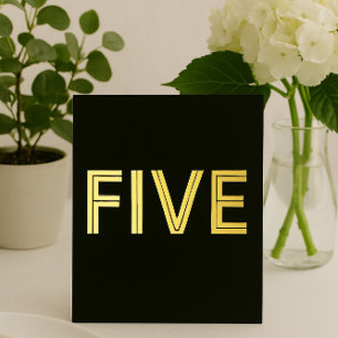 Elegant Black & Gold Foil Wedding Table Number