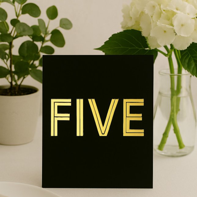 Elegant Black & Gold Foil Wedding Table Number (Creator Uploaded)
