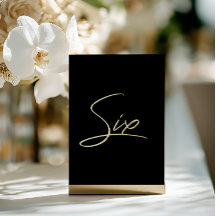 Elegant Black & Gold Foil Wedding Table Number