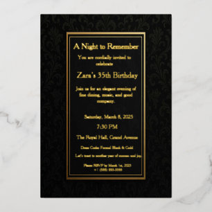 Elegant Black Gold Formal Foil Invitation