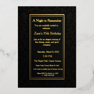 Elegant Black Gold Formal Foil Invitation