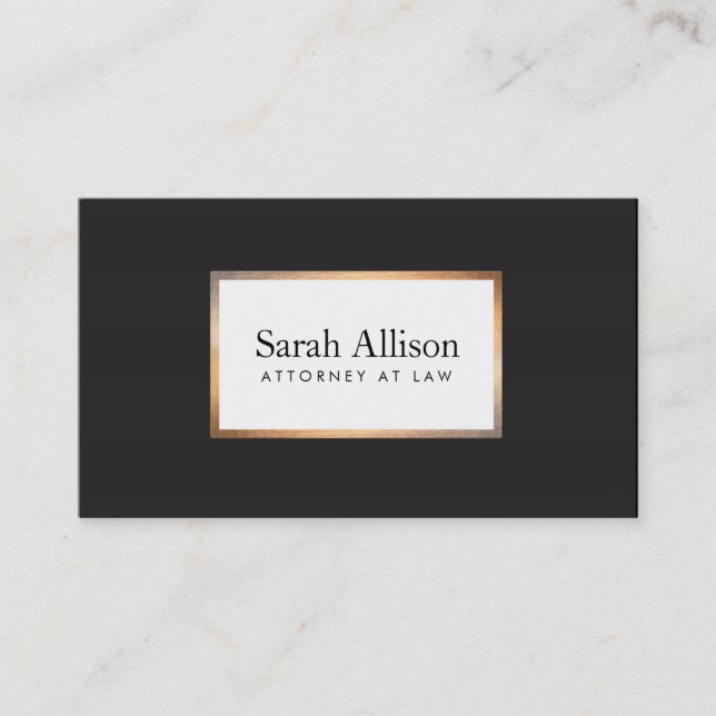 Elegant Black Gold Frame Stylish Professional Business Card (Front)