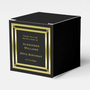 Elegant Black & Gold Framed 90th Birthday Favour Box