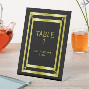 Elegant Black & Gold Framed Graduation Pedestal Sign