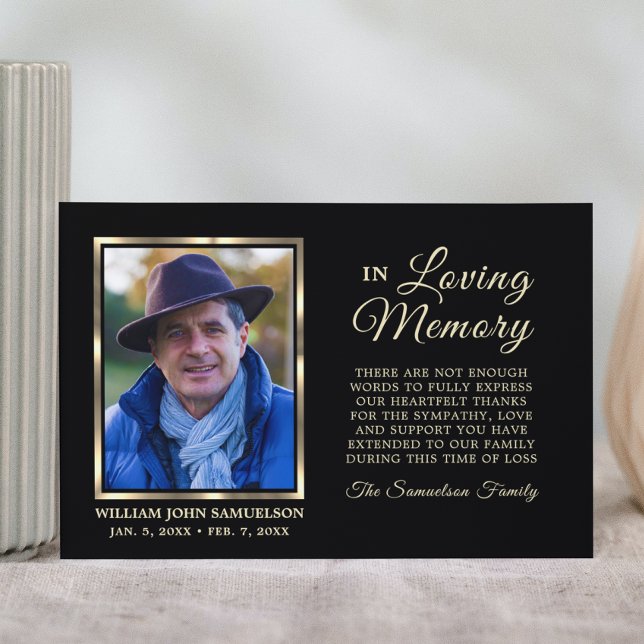 Elegant Black Gold Funeral Memory Thank You Card (Creator Uploaded)
