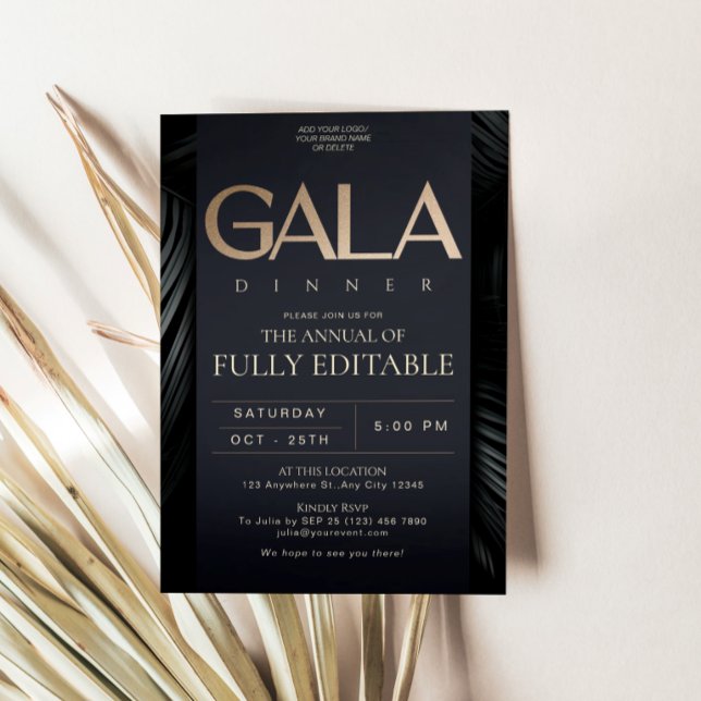 Elegant Black Gold Gala Dinner Invitation Card (Elegant Black Gold Gala Dinner Invitation Card)