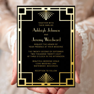 Elegant Black Gold Geo Vintage 1920s Deco Wedding