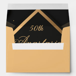 Elegant Black Gold Geometric Birthday Party Envelope