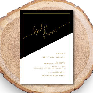 Elegant Black Gold Geometric Bridal Shower Invitation