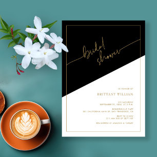 Elegant Black Gold Geometric Bridal Shower Invitation