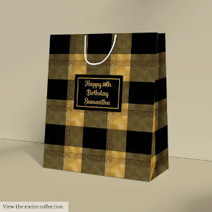 Elegant Black Gold Gift Bag Name Printed 
