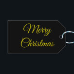 Elegant Black & Gold Gift Tags<br><div class="desc">This elegant gift tag is here to help you with your gift-giving efforts.  You don't like the colours?  No problem.  You can change the background,  the message,  and how the letters appear.  Merry Christmas. By Sharon Lee Hudson.</div>
