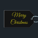 Elegant Black & Gold Gift Tags<br><div class="desc">This elegant gift tag is here to help you with your gift-giving efforts.  You don't like the colours?  No problem.  You can change the background,  the message,  and how the letters appear.  Merry Christmas. By Sharon Lee Hudson.</div>