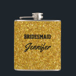 Elegant Black Gold Glitter Brooch Bridesmaids Hip Flask<br><div class="desc">I hope you enjoy this great Bridesmaids Flask with this beautiful Faux Gold Glitter on it.  You can CHANGE ALL THE PERSONAL INFORMATION on the Bridesmaids Flask to meet your needs.  Enjoy!
https://www.zazzle.com/store/dazzlingpaperitems</div>