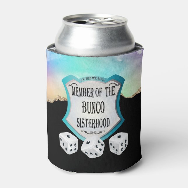 Elegant Black Gold Glitter Bunco Sisterhood  Dice Can Cooler (Can Front)