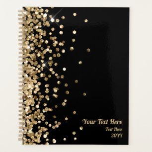 Elegant Black Gold Glitter Business Appointment  Planner