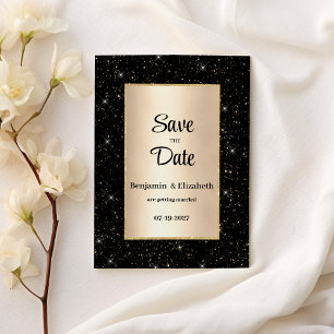 Elegant black gold glitter confetti Save the Date  Invitation