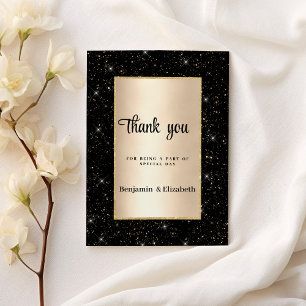 Elegant black gold glitter confetti Thank You  Invitation