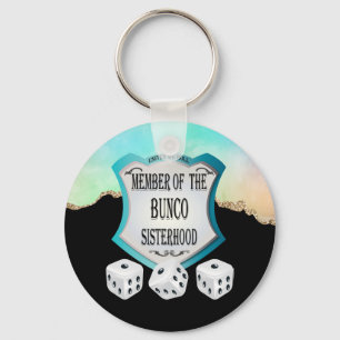 Elegant Black Gold Glitter Dice Sisterhood Bunco Key Ring