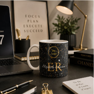 Elegant Black gold glitter modern business logo Coffee Mug