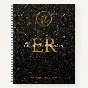 Elegant Black gold glitter modern business logo Notebook