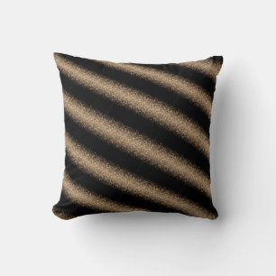 Elegant Black & Gold Glitter Ombre Cushion