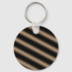 Elegant Black & Gold Glitter Ombre Key Ring