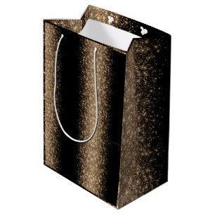 Elegant Black & Gold Glitter Ombre Medium Gift Bag