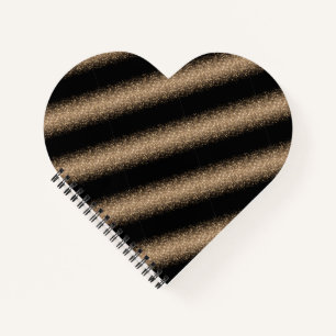 Elegant Black & Gold Glitter Ombre Notebook