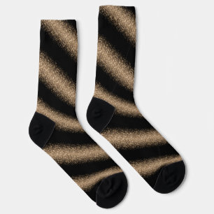 Elegant Black & Gold Glitter Ombre Socks