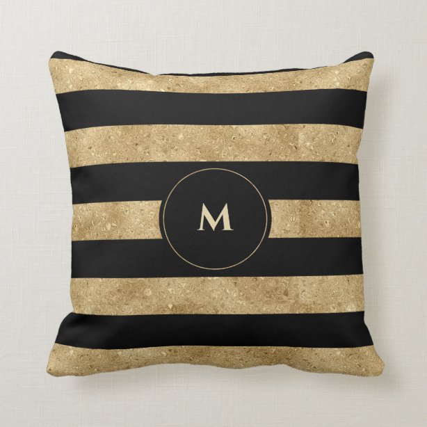Black And Gold Striped Decorative & Throw Cushions Zazzle UK