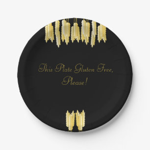 Elegant Black & Gold Gluten Free, Please! Plate