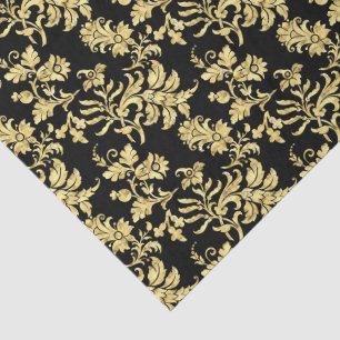 Elegant Black & Gold Gothic Floral Pattern Tissue Paper